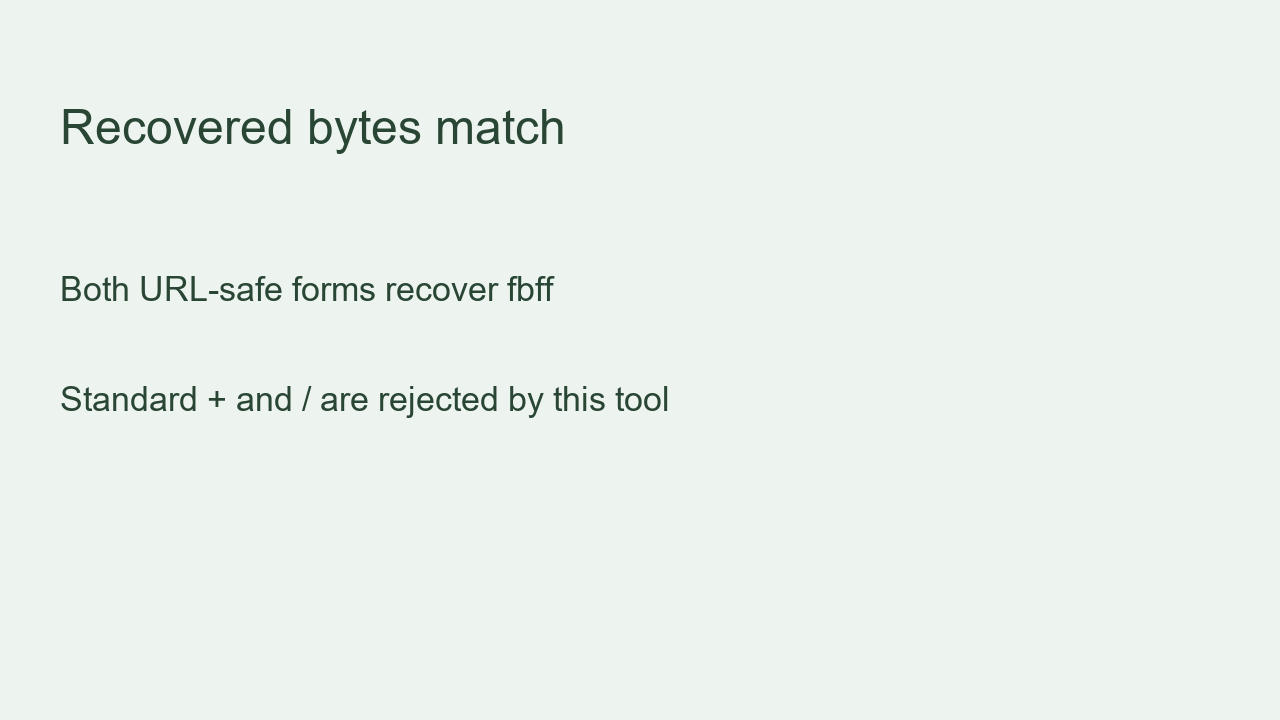 Recovered bytes match