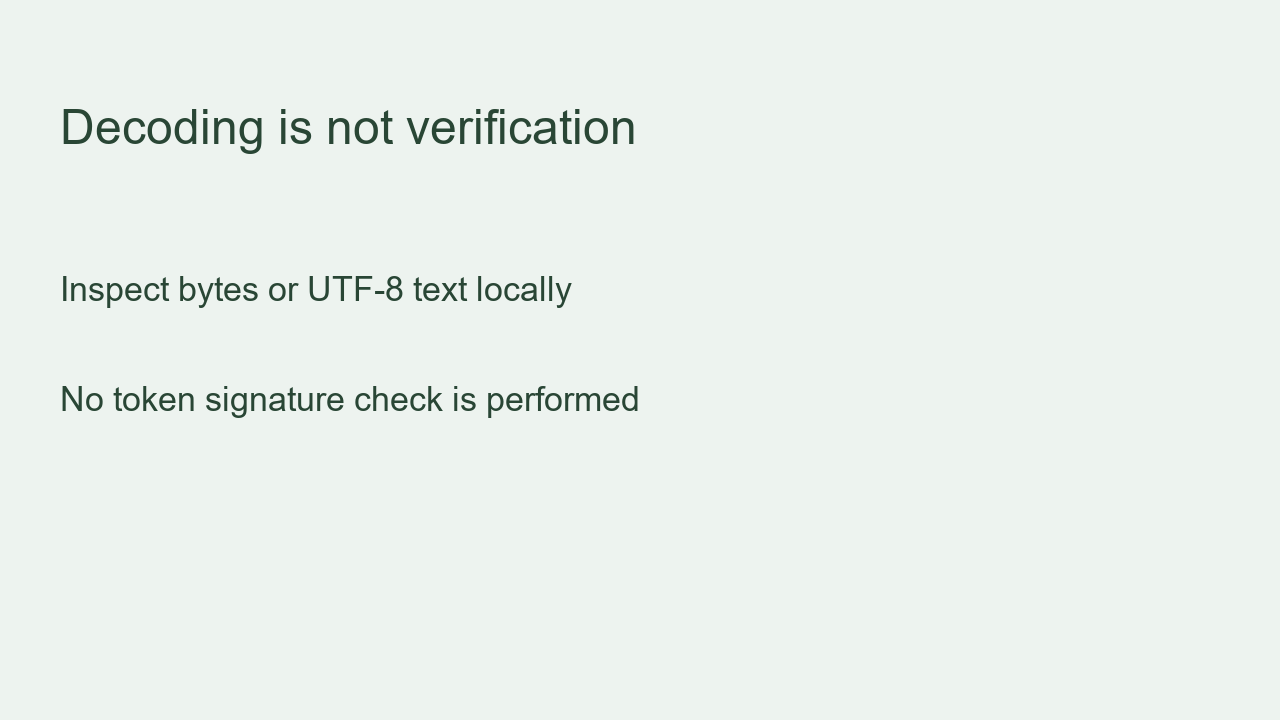 Decoding is not verification